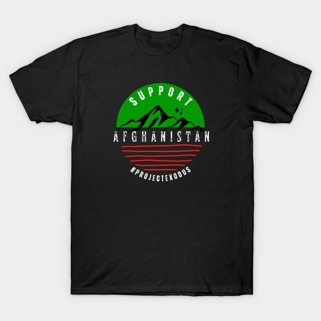 Support Afghanistan circle (black background) T-Shirt by Pro Exodus Relief 